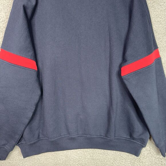 VTG 80s Surpiqûre Sweatshirt Navy Red Geometric Men’s L / Women’s XL Oversized - Picture 9 of 12